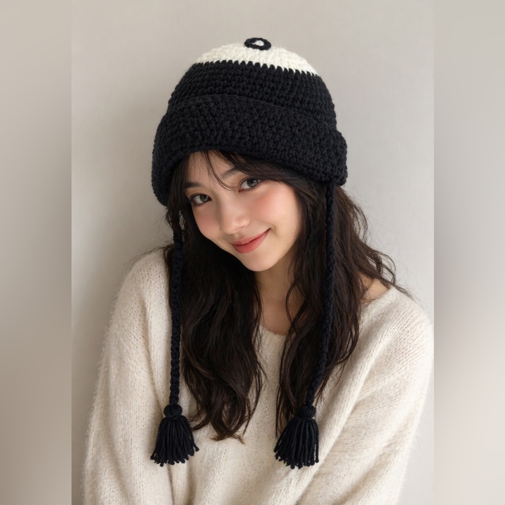 8 ball tassel beanie